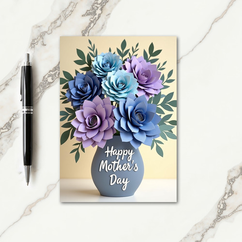Matte Paper Flower Mothers Day Card