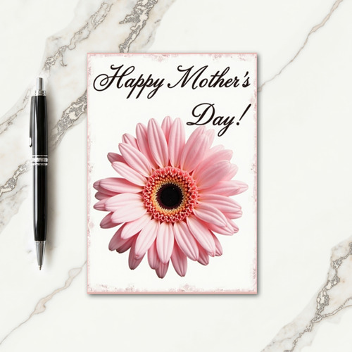 Matte Pink Floral Note Card