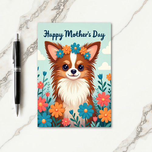 Matte Puppy Blossom Greeting Card