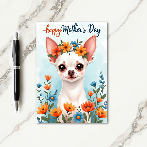 Matte Puppy Floral Crown Card