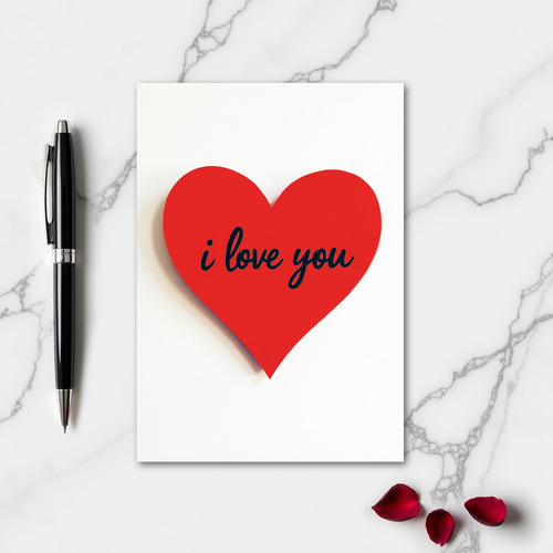 Matte Red Heart I Love You Card