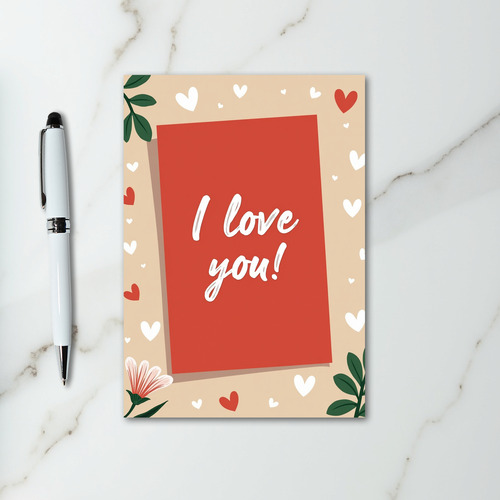 Matte Red Romantic Hearts Paper Card