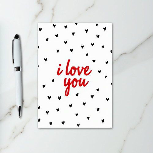 Matte Scattered Heart I Love You Card