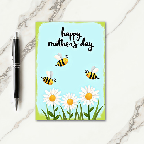 Matte Sky Insects Flowers Card