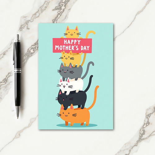 Matte Stacked Cats Love Card