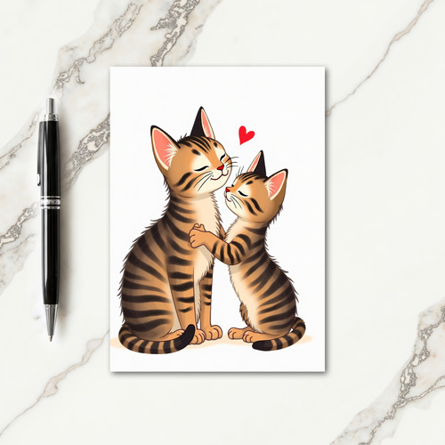 Matte Striped Felines Love Card