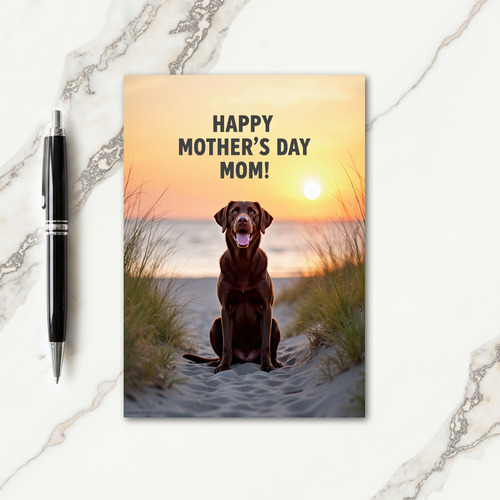 Matte Sunset Dog Moms Day Card