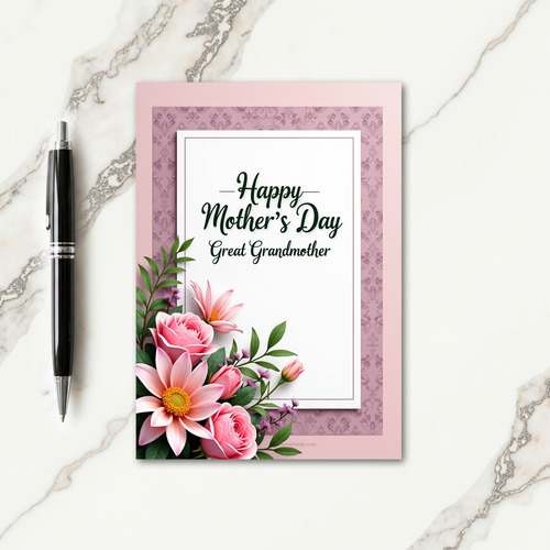 Mauve Damask Mothers Day Card