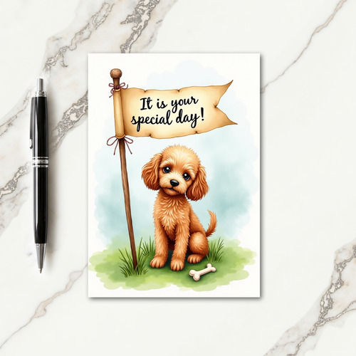 Melancholy Pup Birthday Wish Card