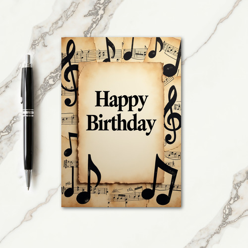 Melodic Birthday Music Scroll Card
