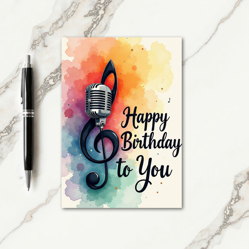 Melody Clef Watercolor Card