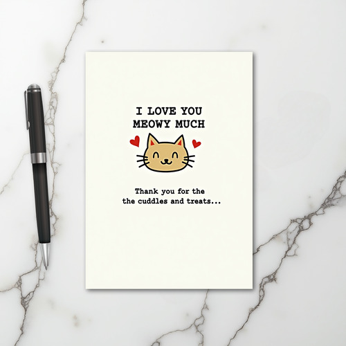 Meowy Love Thank You Cute Cat Card