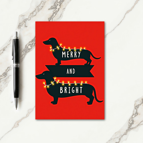 Merry Bright Dog Lights Card