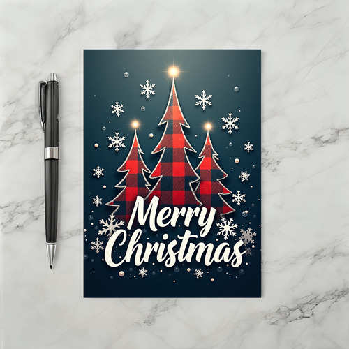 Merry Christmas Buffalo Plaid Trees Cozy Holiday