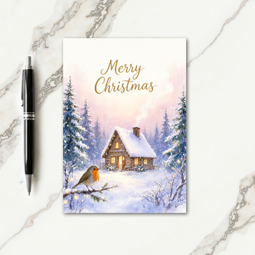 Merry Christmas Cabin Card