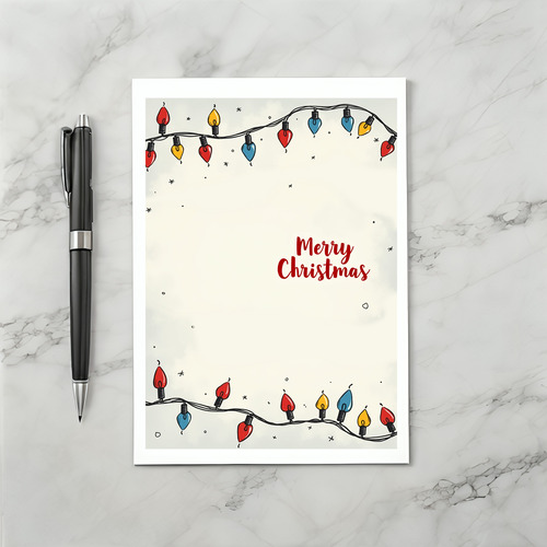 Merry Christmas Card with Festive String Lights