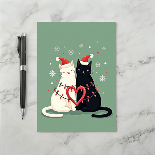 Merry Christmas Cat Couple Card