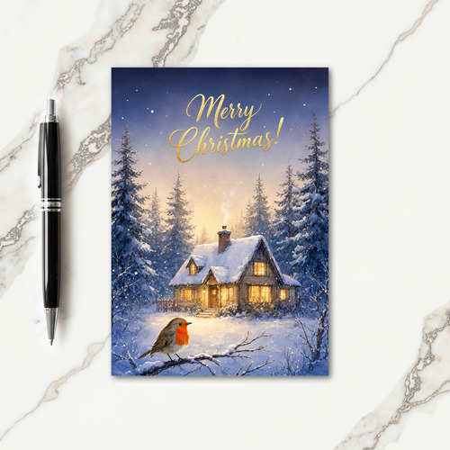 Merry Christmas Cottage Card
