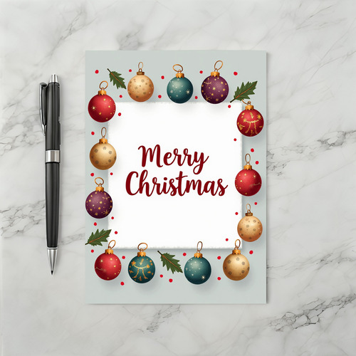 Merry Christmas Holiday Ornaments Card