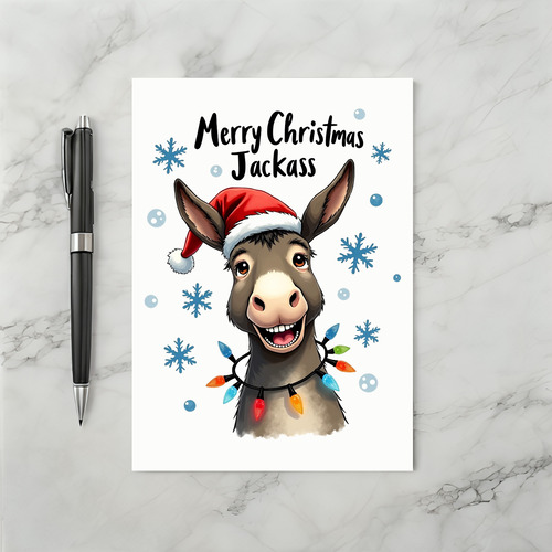 Merry Christmas Jackass Funny Donkey Card