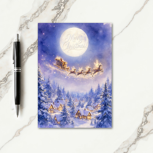 Merry Christmas Moonlit Flight Card