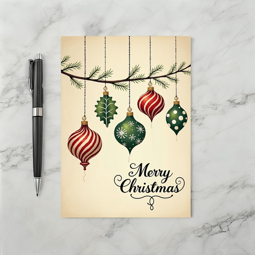 Merry Christmas Ornaments Greeting Card