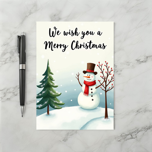 Merry Christmas Snowman Tree Card