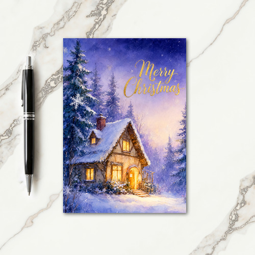 Merry Christmas Snowy Home Card
