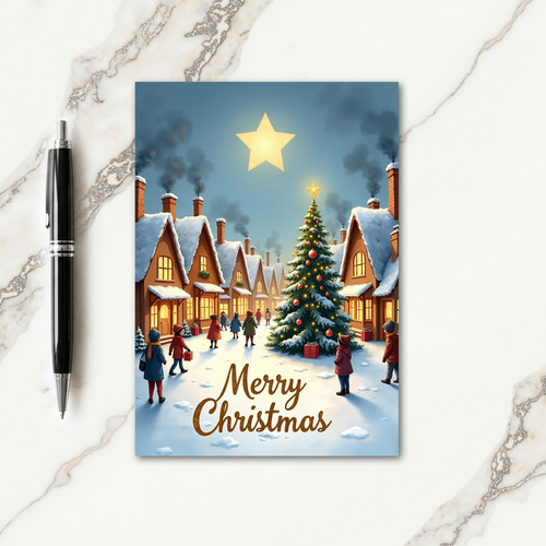 Merry Christmas Snowy Scene Card