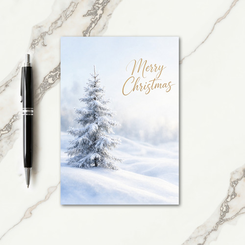Merry Christmas Snowy Tree Card