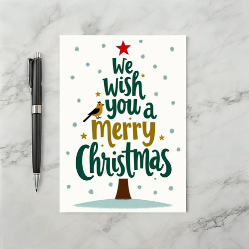 Merry Christmas Tree Bird Card