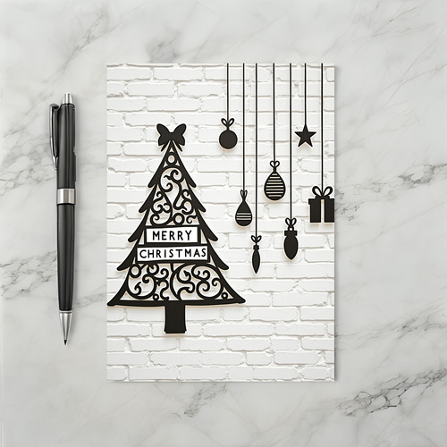 Merry Christmas Tree Ornaments Card