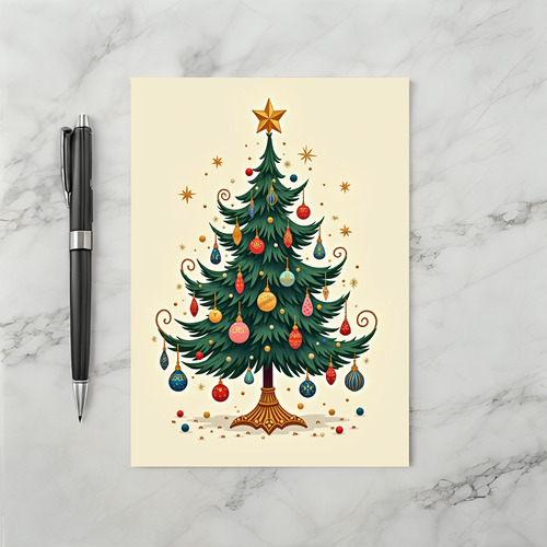 Merry Christmas Tree Ornaments Card
