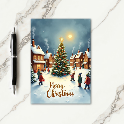 Merry Christmas Village Card