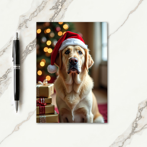 Merry Dog In Santa Hat Christmas Card