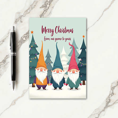 Merry Gnome Forest Christmas Card