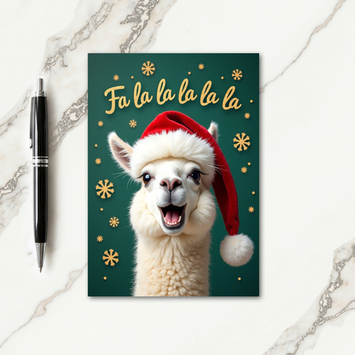 Merry Llama Santa Hat Card