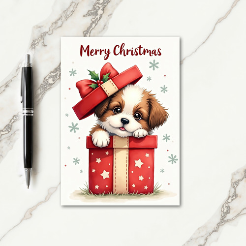 Merry Pup In Box Card