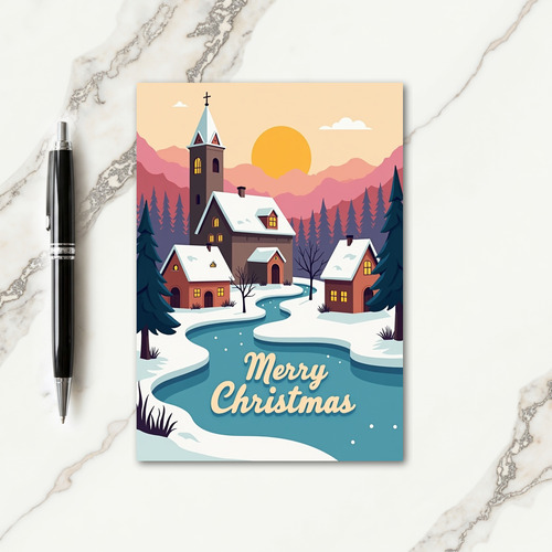 Merry Snowy Village Card