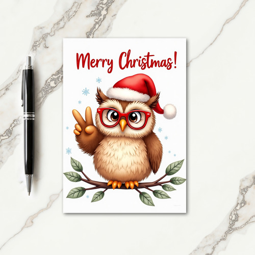 Merry Spectacled Owl Card