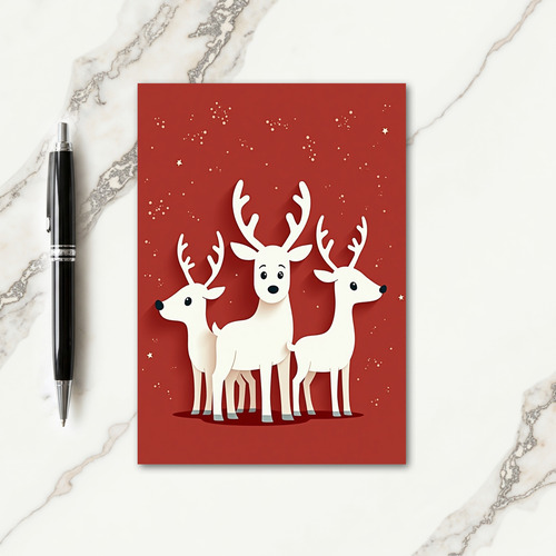 Merry White Deer Art Card