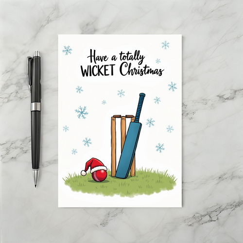 Merry Wicket Cricket Christmas Card