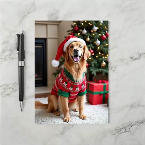 Merry Woofmas Golden Retriever Card