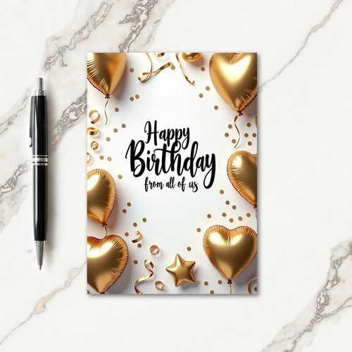 Metallic Hearts Birthday Card