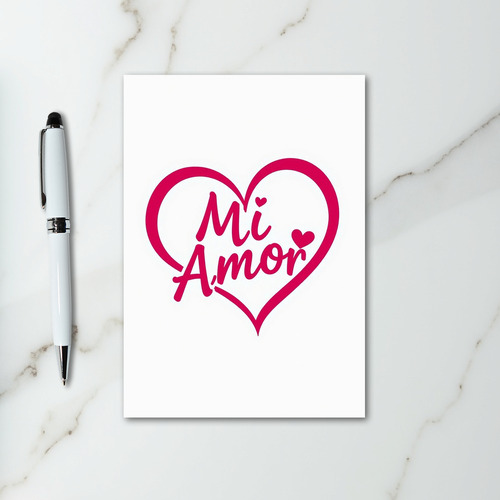 Mi Amor Pink Heart Love Card