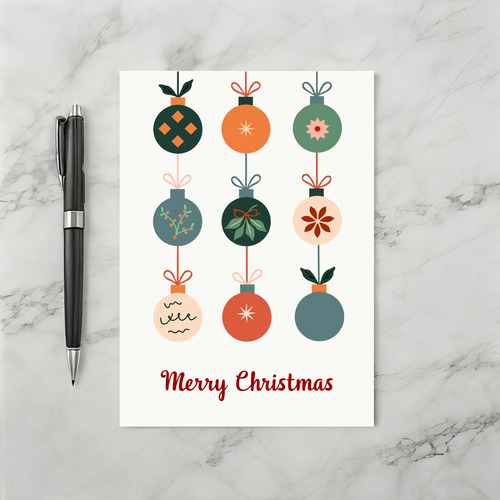 Mid Century Modern Ornament Merry Christmas Card