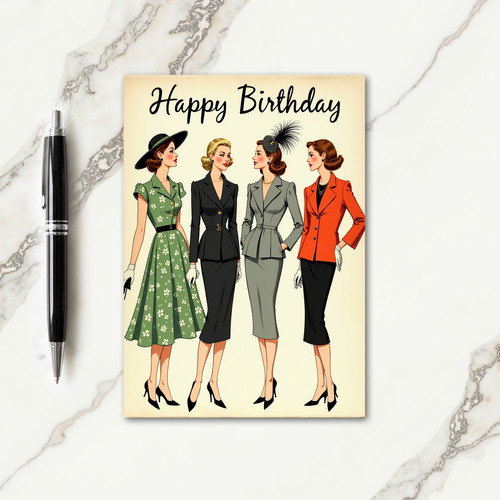 Mid Century Party Birthday Card