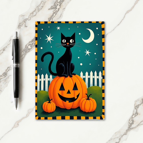 Midnight Cat On Gourd Card