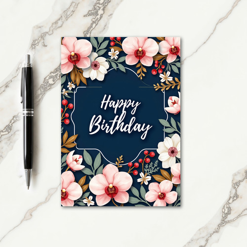 Midnight Floral Birthday Card