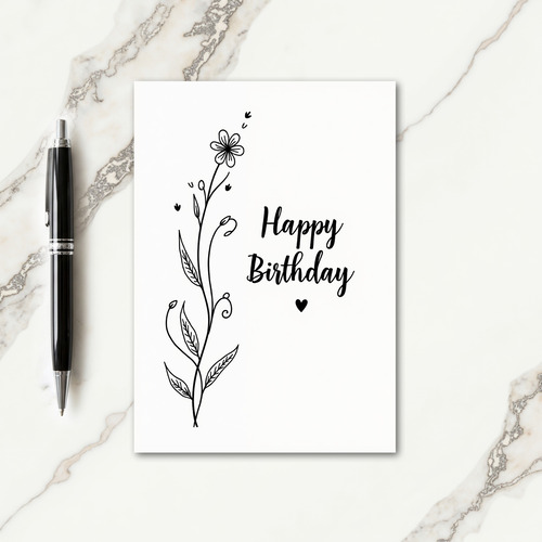 Minimal Floral Birthday Card